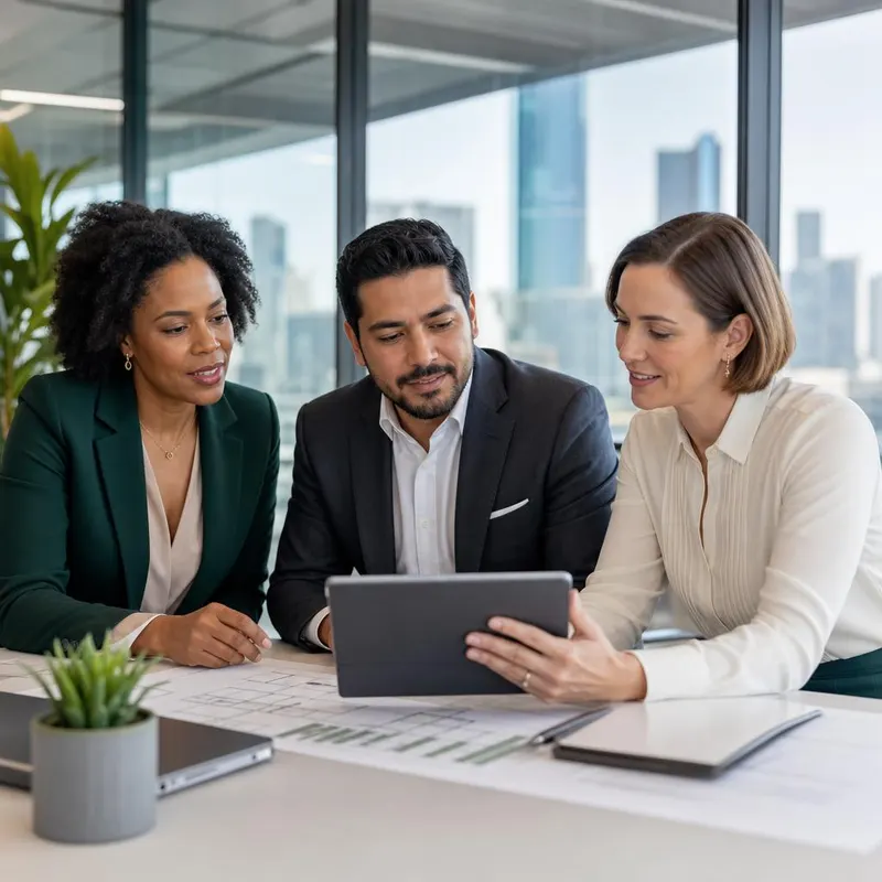 Building owners collaborating in a modern office
